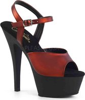 Pleaser Sandaal met enkelband -37 Shoes- KISS-209MMET US 7 Zwart/Bordeaux rood