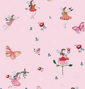 Digitaal behang - Vlindermeisje - Hanneke de Jager - Roze - 50x900 cm