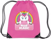 Eenhoorn Miss Magic rijgkoord rugtas / gymtas - roze - 11 liter - voor kinderen