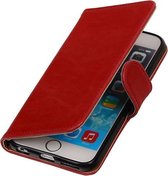 Etui portefeuille rouge Pull-Up PU Book Type pour Apple iPhone 6 / 6s Plus
