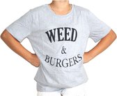 Addmyberry - T-shirt - Grijs - Weed & Burgers - Medium