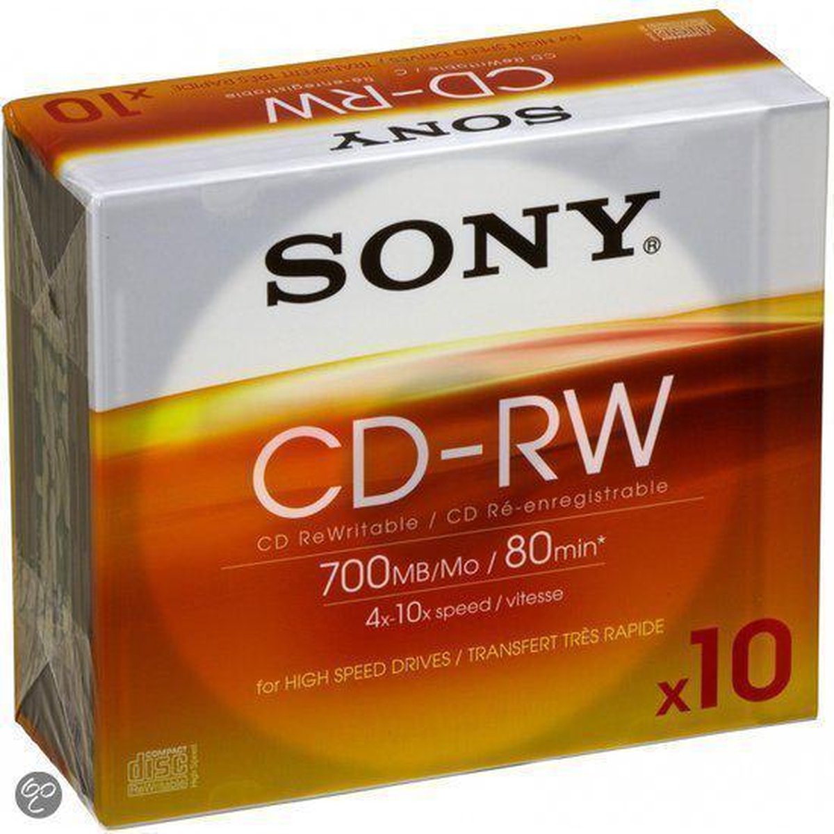 Cdrw700hssld - 10 x CD-RW - 700mb (80 min.) 4x - 10x - slim jewel case - opslagmedia (4905524384871)