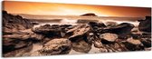 Kust met rotsen - Canvas Schilderij Panorama 118 x 36 cm