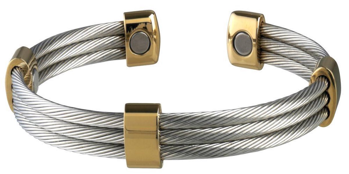 Magneet Armband Trio Cable Stainless-Gold