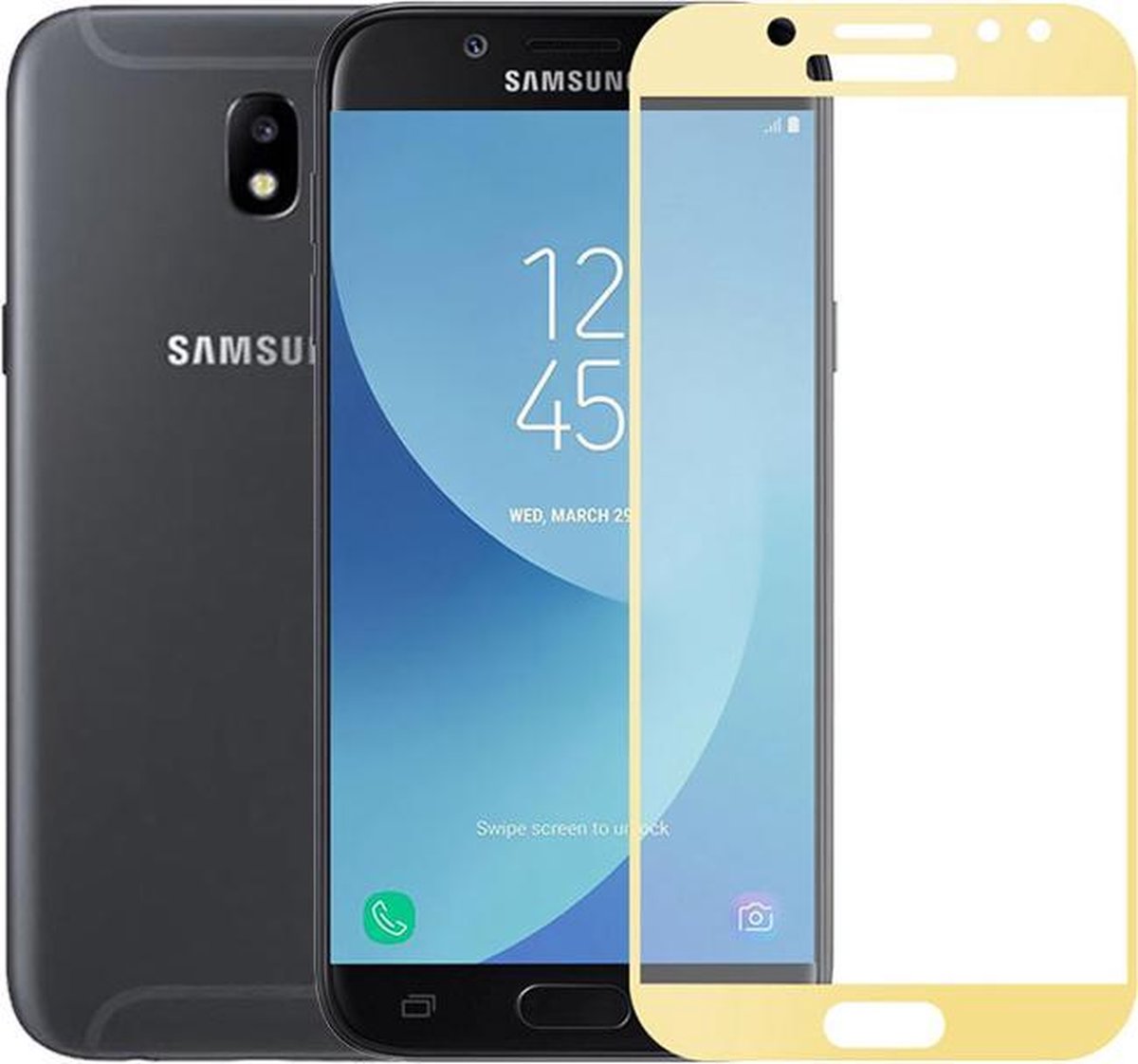 5D Full Cover 9H Full Glue Glass Screen Protector for Galaxy J7 2017 _ Gold