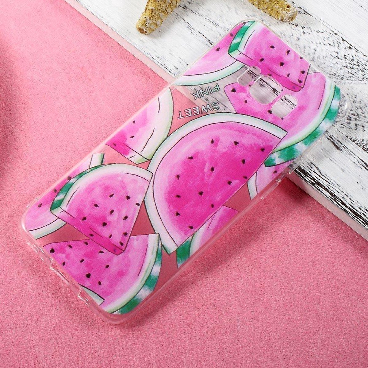 Shop4 - Samsung Galaxy S8 Plus Hoesje - Zachte Back Case Watermeloen Transparant