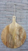 Thasth Design Ronde Tapasplank - Mangohout - Ø 50 cm - lengte met handvat 65 cm