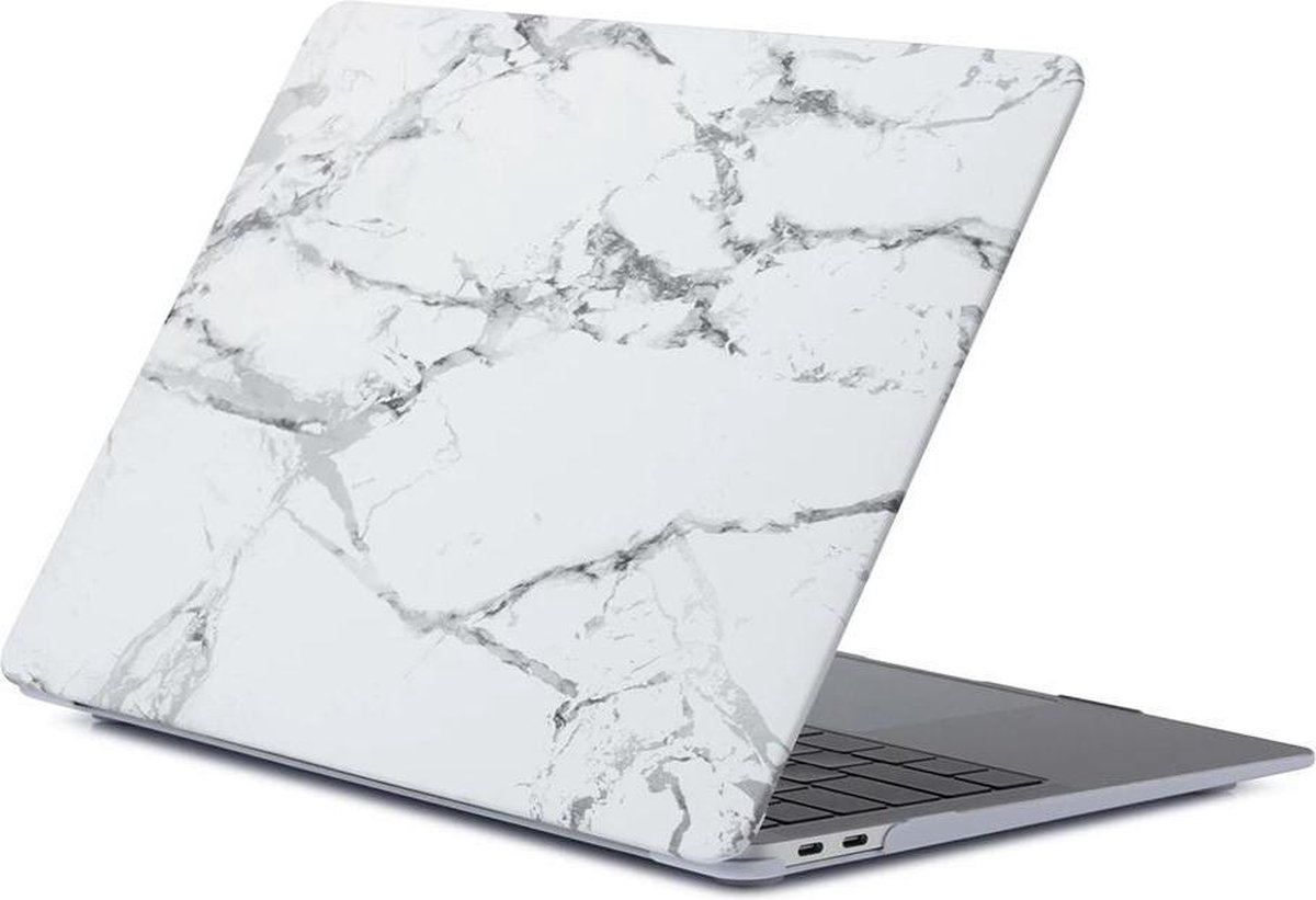 Macbook Case voor New MacBook Air 2018 13 inch (A1932) - Laptopcover met Print - Marmer Wit