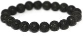 Milez - Kralen armband heren lavasteen 10mm - zwart - maat S/M