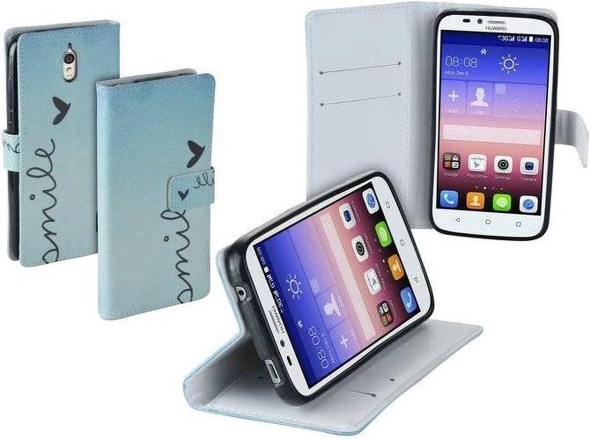 Smile design TPU bookcase Smartphonehoesje voor Huawei Y625 wallet case
