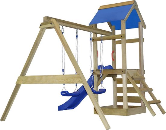 vidaXL Speelhuis met ladder, glijbaan en schommels 290x260x245 cm hout |  bol.com