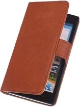 Lelycase Bruin LG L70 Lederen Book/Wallet case/case Telefoonhoesje