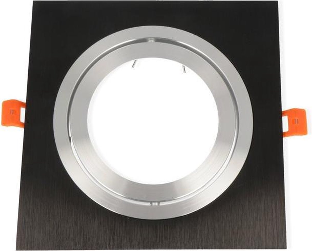 LED line Inbouwspot - Vierkant - Kantelbaar - Aluminium - AR111 Fitting - 180x180 mm - Mat Zwart