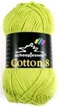 Cotton 8 Scheepjes 642 Lindegroen. PAK MET 12 BOLLEN a 50 GRAM. PARTIJ 38.