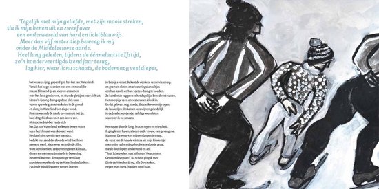 Twee schaatsers, illustratie in zwart-wit, mannen schaatsen op het ijs.