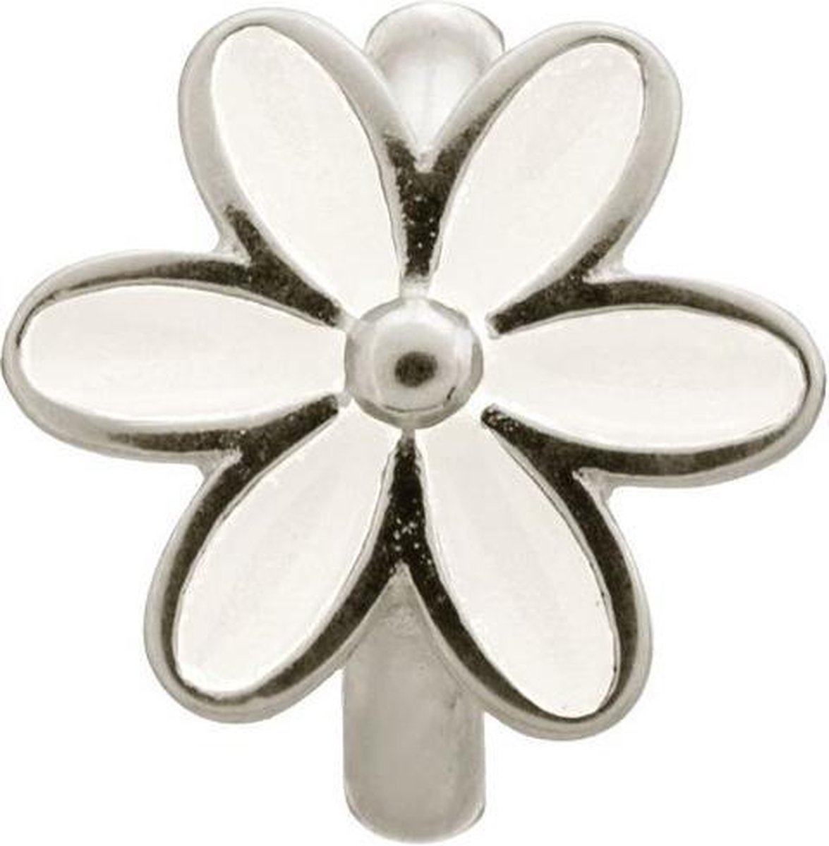 Endless White Enamel Flower Silver Bedel Wit Zilver 41155-1