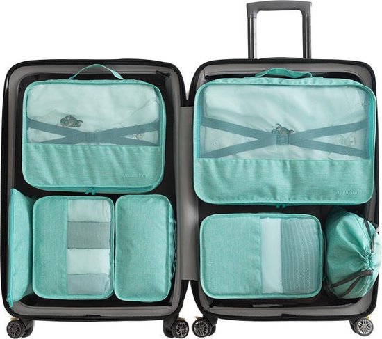 Luxe Packing Cubes set - Uitgebreide 7 delige set - Kleding organizer voor koffer en backpack - Bagage Organizers voor Kleding - Ondergoed - Schoenen - Elektronica - Waszak - Blauw Luxe Packing Cubes set - Uitgebreide 7 delige set - Kleding organizer voor koffer en backpack - Bagage Organizers voor Kleding - Ondergoed - Schoenen - Elektronica - Waszak - Blauw