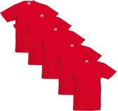 5x Fruit of the Loom Original Kids T-shirts Rood maat 152