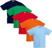 5x Fruit of the Loom Original Kids T-shirt multi-kleur maat 152