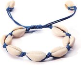 24/7 Jewelry Collection Schelpjes Armband - Schelp - Schelpen - Schelpjes - Blauw Touw
