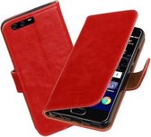 BestCases.nl Rood Pull-Up PU booktype wallet cover hoesje Huawei P10