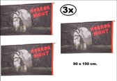 3x Horror vlag horrornight 90x150cm - horror halloween griezel scary graf creepy vlag
