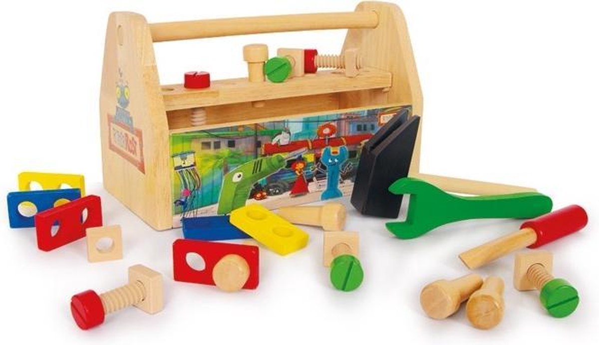 Small foot Houten gereedschapskist ridder roest