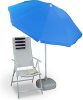 Relaxdays parasol met knikarm 180 cm - kantelbare strandparasol - ronde tuinparasol balkon - blauw