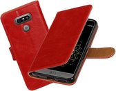 BestCases.nl Rood Pull-Up PU booktype wallet cover hoesje LG G6