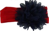 Jessidress Haarband Baby Hoofdband met grote Haarbloem - Marine/Rood