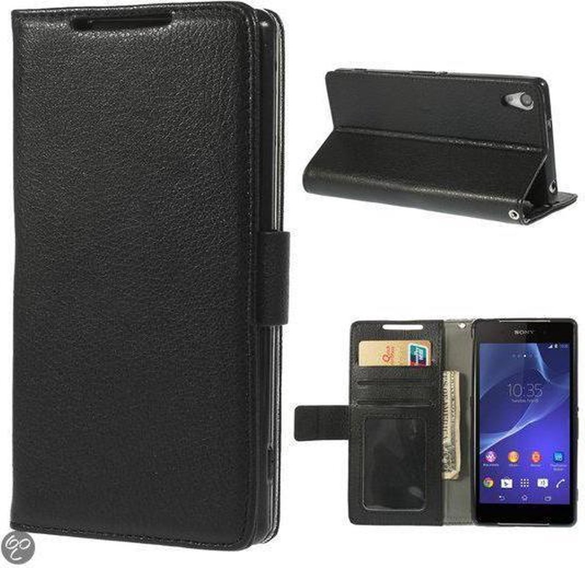 Lychee Wallet Hoesjes Geschikt voor: Sony Xperia Z2 zwart