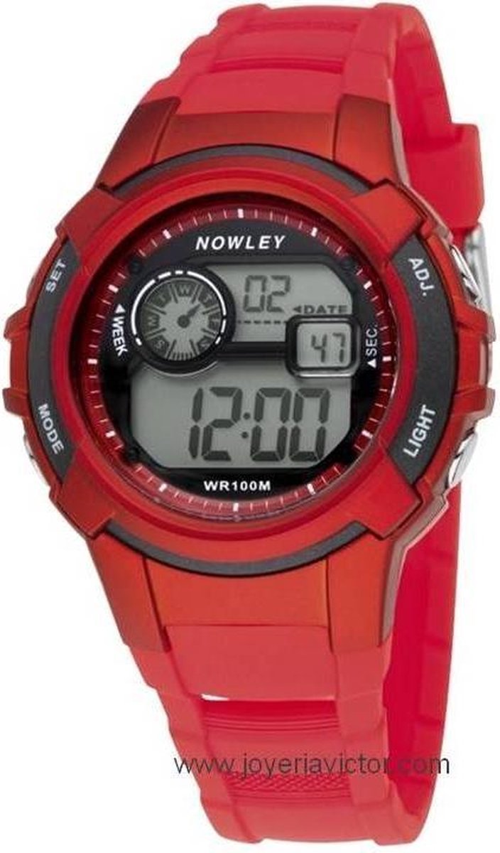 Nowley 8-6236-0-1 digitaal horloge 40 mm 100 meter rood