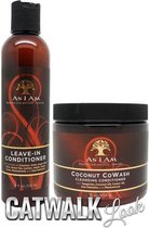 As I Am Leave-in Conditioner 8 Oz and Coconut Cowash Cleansing Conditioner 16 Ounce (Twin Pack)