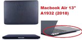 Macbook Case voor New Macbook Air 2018 13 inch (A1932) - PU Laptop Cover - Zwart