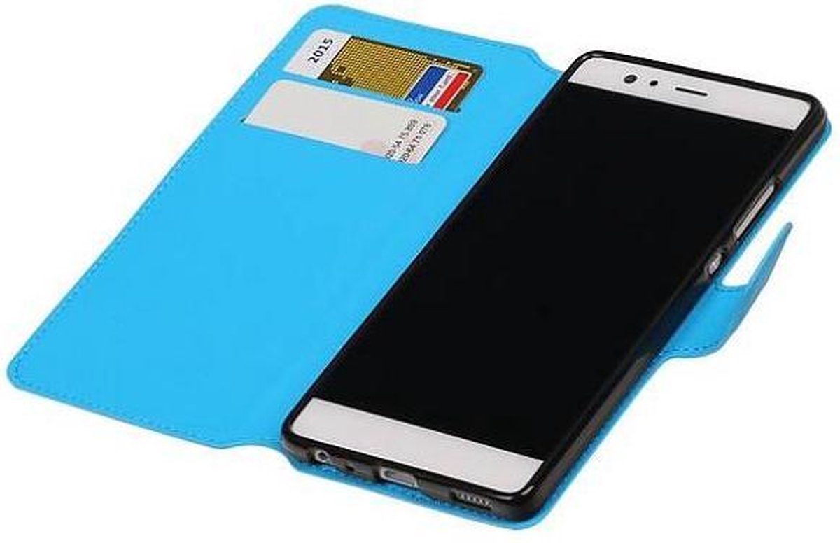 Cross Pattern TPU Bookstyle Wallet Case Hoesje Geschikt voor Huawei P9 Blauw