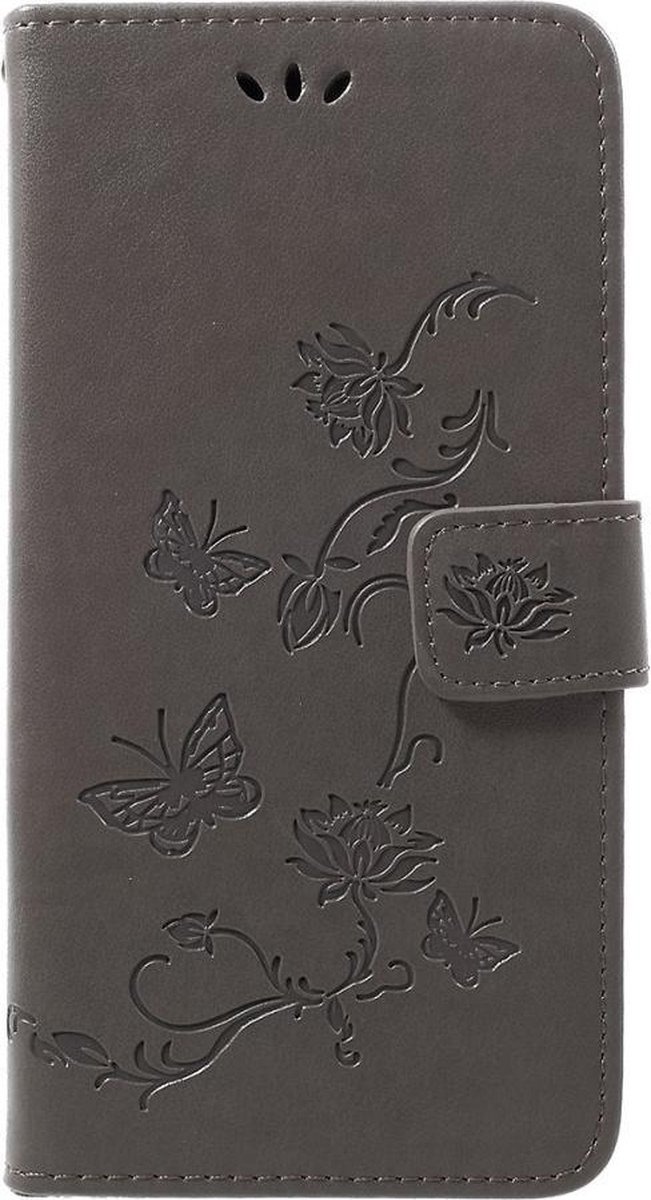 Bloemen & Vlinders Book Case - Geschikt voor Samsung Galaxy A50 / A30s Hoesje - Grijs