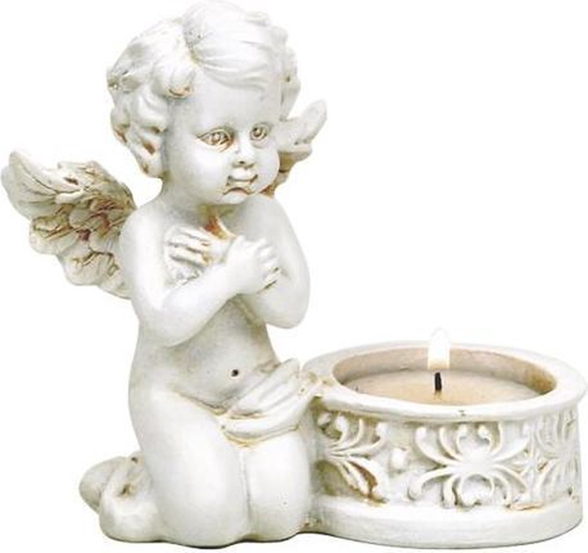 Engel Cupido met Waxinelichthouder - Twee stuks biddende Engel