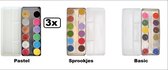 3x Superstar schmink palet 12 kleuren basic/sprookjes/pastel