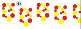 5x Raamsticker Adhesive confettisnippers rood wit geel 35x50
