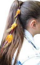 Jessidress Ibiza Style Haarclips met Veer Meisjes Baret Clip - Oranje