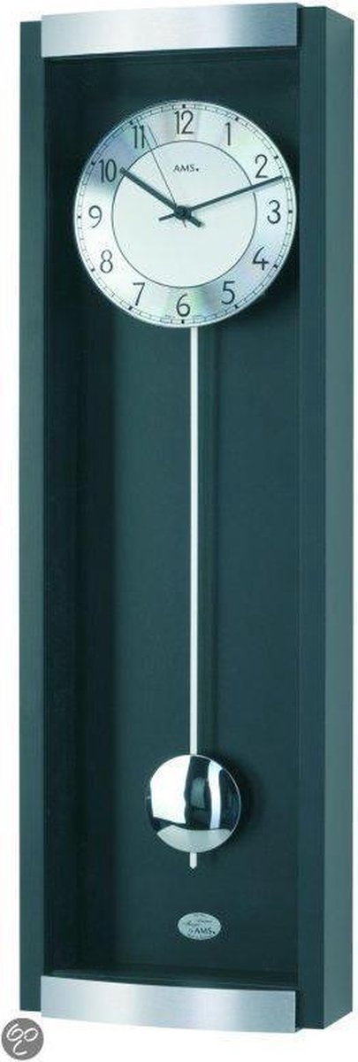 AMS 5285/11 - Klok - Hout/Aluminium - 21x71 cm - Zwart