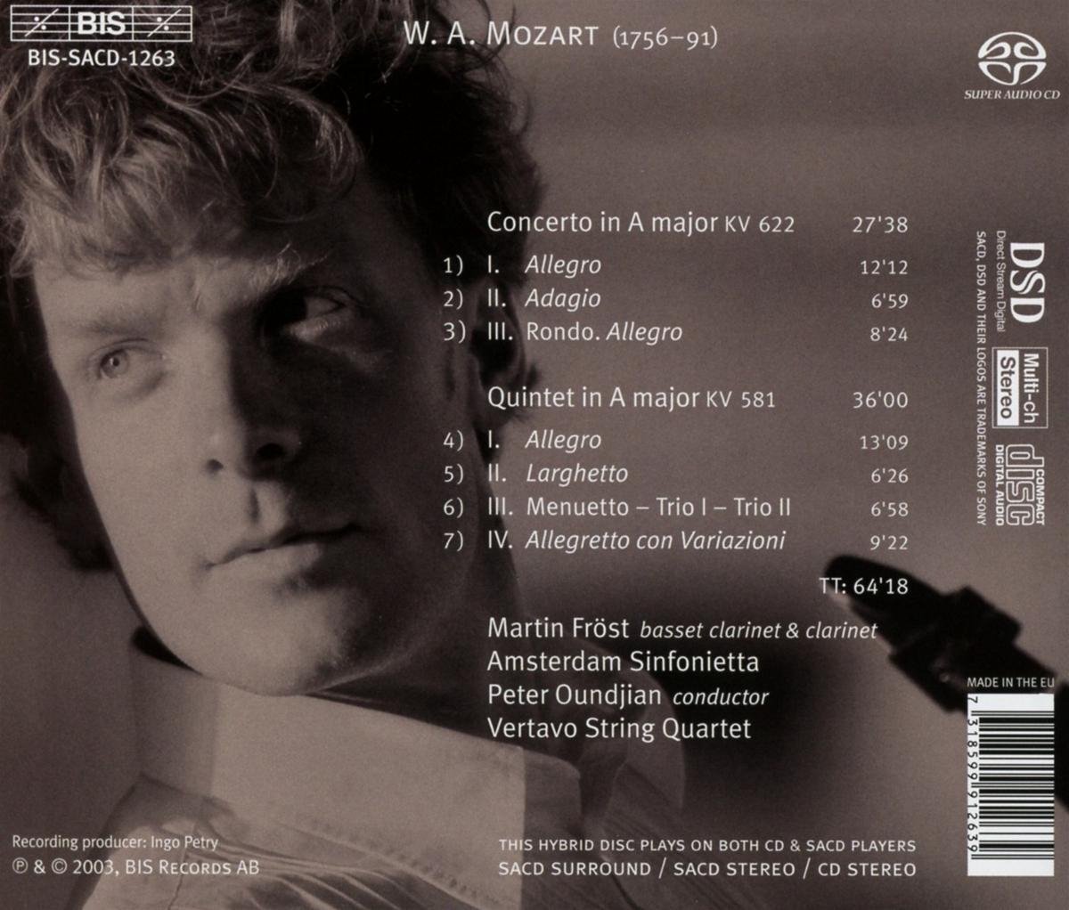 Mozart Concerto, Quintet Martin Fröst SACD