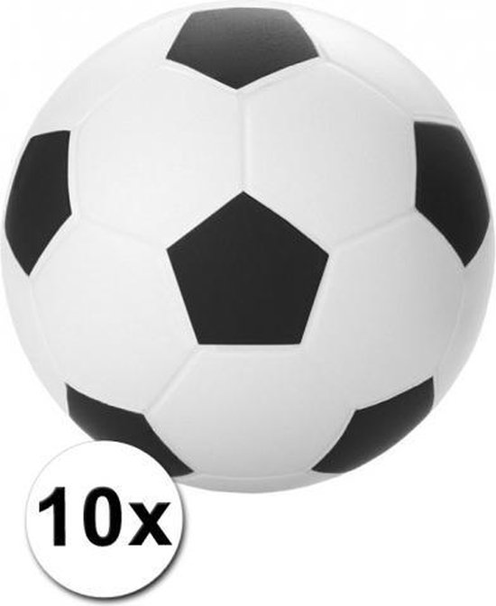 10 stressballetjes voetbal 6 cm
