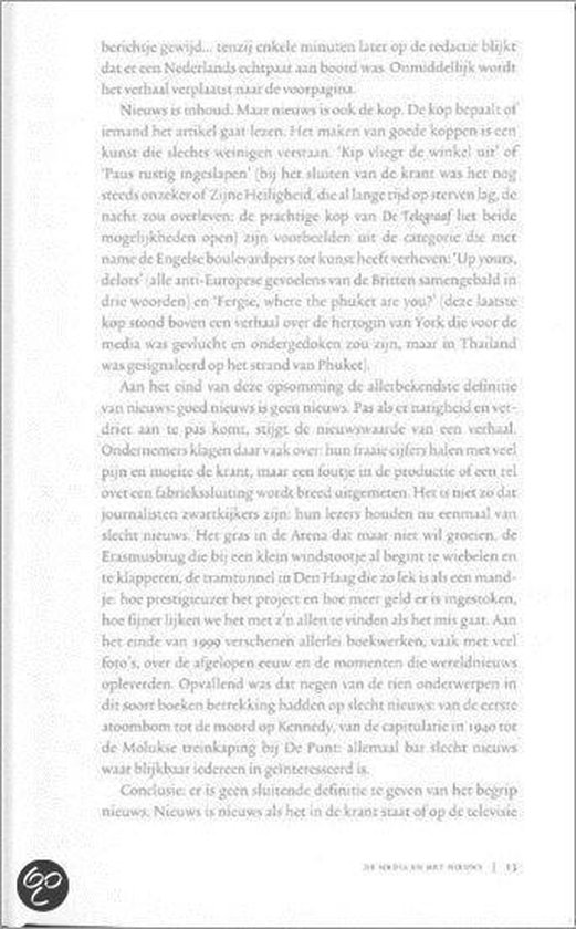 Een pagina met tekst over nieuws, de media en hoe deze te interpreteren.