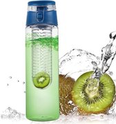 Fruit Infuser Waterfles – Drinkfles met Fruit Filter – Sportfles- BPA Vrij – 800ML - Blauw