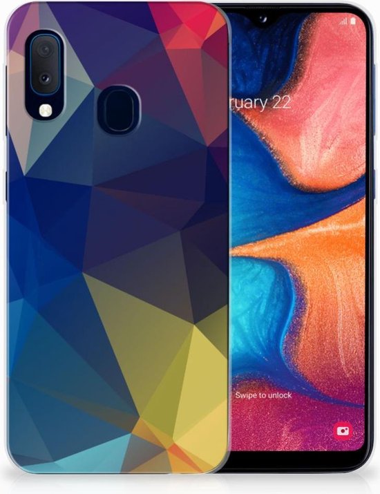 TPU étui pour Samsung Galaxy A20e Coque Polygon Noir