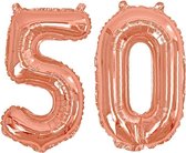 Neviti '50' jubileum cijfer folieballon - rosé goud - Set-1
