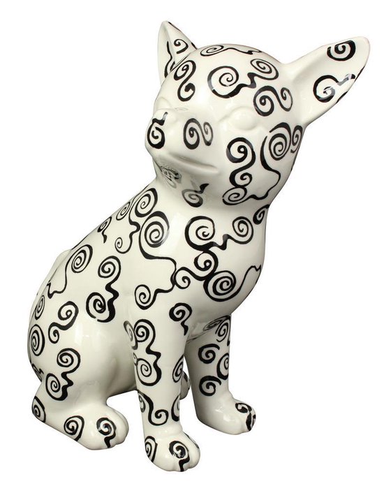 Chihuahua Big Nanou XL decoratief object | Hond - wit met zwarte krulletjes | Pomme pidou