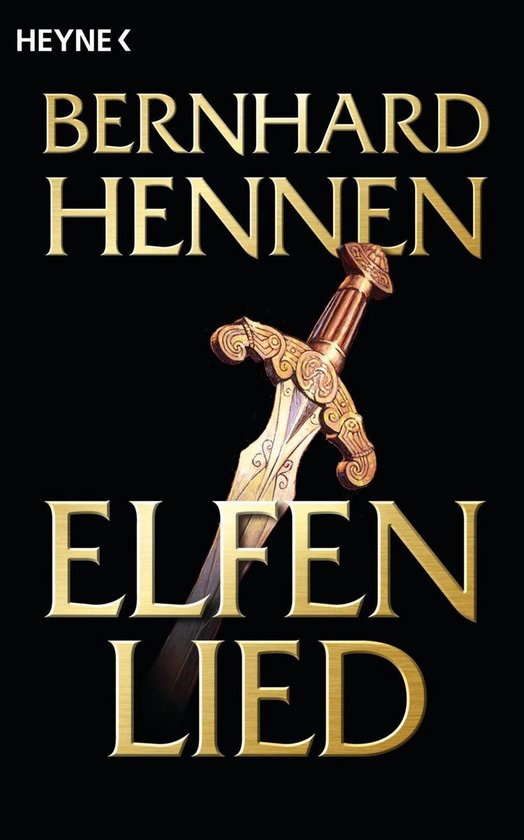 Boekomslag met gouden tekst 'BERNHARD HENNEN ELFEN LIED' en een versierde dolk.