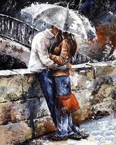 Peinture par numéros Couple amoureux sous un parapluie - 40 x 50 centimètres - Amour - Peinture par numéros - Peintures - Adultes